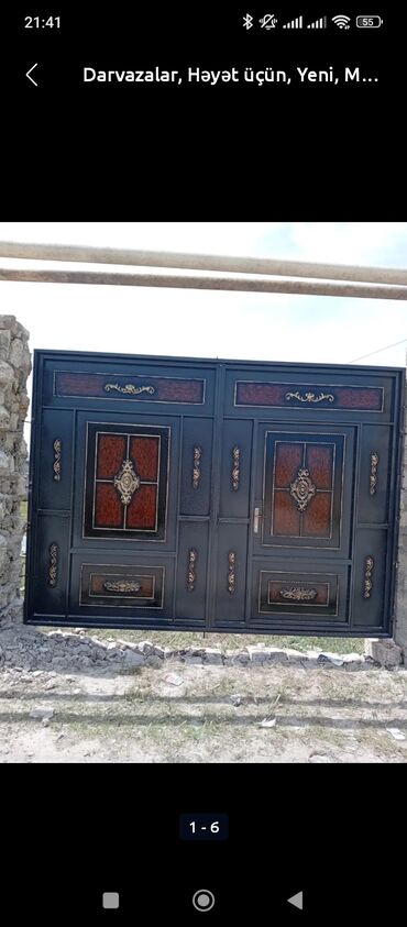 Həyət darvazaları: Dəmir Həyət darvazası, Yana açılan, Mexaniki, Qapı ilə, rəng - Qara — 10