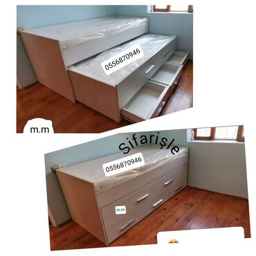 İkimərtəbəli uşaq çarpayıları: Oğlan və qız üçün, Yeni, Çarpayı, Matras ilə, Siyirməli, Laminat — 25