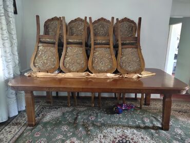 столешница из дерева: Комплект стол и стулья Для зала, Б/у