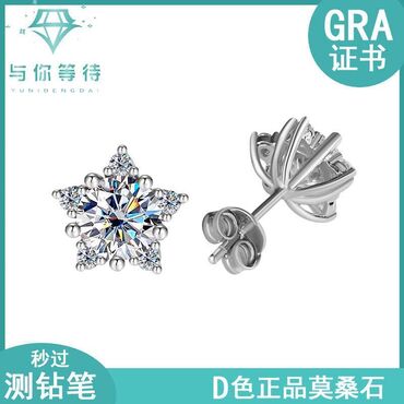 украшение на волосы ручная работа: Серьги пуссеты Princess c муассанитами 2.0 carat Серебро 925 пробы! К