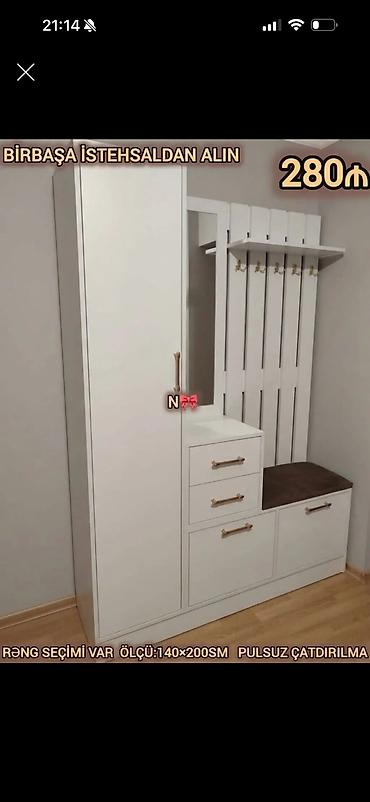 Dəhliz üçün funksional dolab dəsti - Ölçü: 140×200 sm - Rəng seçimi