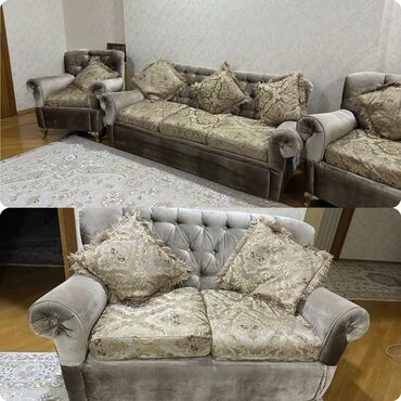 Masa və oturacaq dəstləri: İşlənmiş, Divan, 2 kreslo, Divan