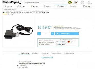 Kablovi za telefone: Punjač za Emporia telefone – RL-V170 / RL-V170EU, 5V 0,55A - Tip — 1