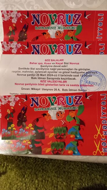 sirkə bilet: Novruz Şənliyi bileti 4 azn 1 ededi 5 ededdi 26 mart 12 00 Baki
