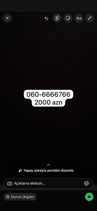 animatorlar bakida: Premium qızıl nömrə satılır: 060-6666766 Xüsusiyyətlər: - Asan yadda — 1