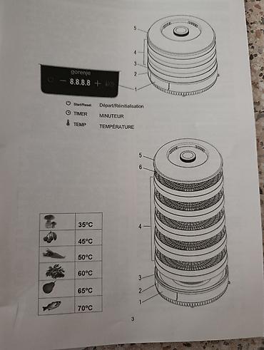 nar şiresi ceken: Meyvə və tərəvəz qurudan aparat Gorenje, 5 bölməli, Yeni — 6