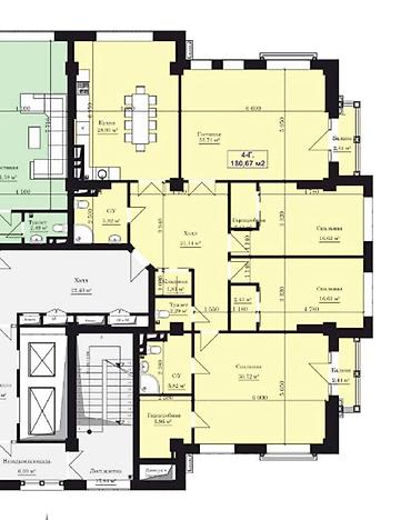ихлас квартиры: 4 комнаты, 180 м², Ала-Арча ТРЦ Элитка, 10 этаж, ПСО (под самоотделку) — 2