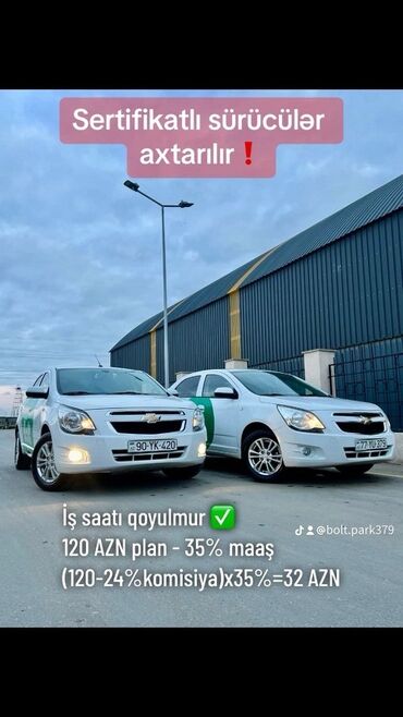 sürücü komekcisi: Sertifikatlı sürücülər axtarılır. İş saatı qoyulmur. 120 AZN plan, 35%