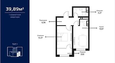 сокулук селекция: 1 бөлмө, 40 м², Селекционное а. Элитка, 12 кабат, ПСО (өз алдынча бүтүрүү) — 2