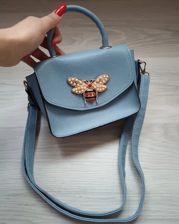 plavo odelo kombinacije: Predivna plava torbica, kopija Gucci