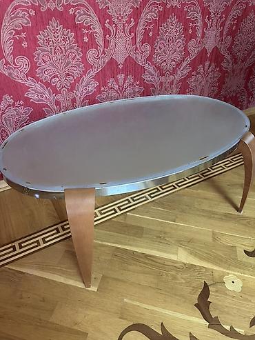 stol salon: Oval formalı kofe/çay masası - Üst hissə: dumanlı (mat) şüşə səth — 2