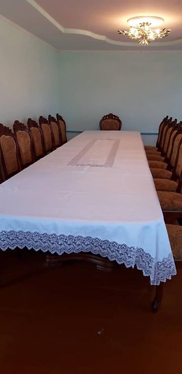 Кухонные столы: Стол длина 5 метр. столду кичирейтсе болот. Стул 20 штук. Материал — 9