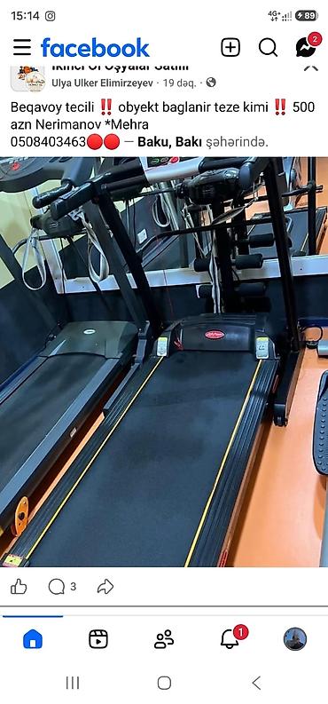 Беговые дорожки: Qaçış trenajoru (treadmill) - Elektron idarəetmə paneli və sürət — 1