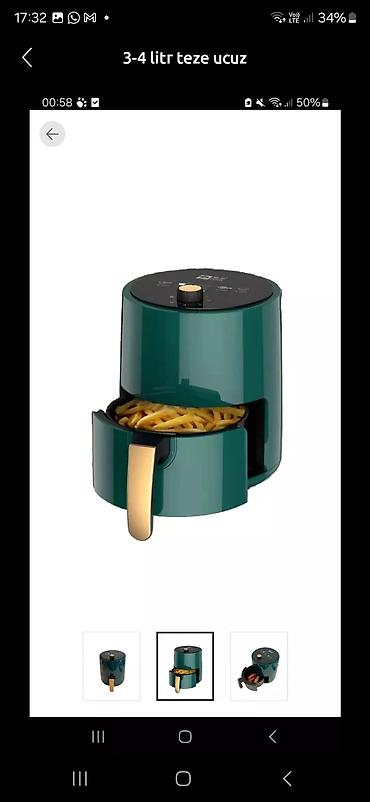 3–4 litr tutumlu yeni airfryer təqdim olunur. Yağsız və ya çox az