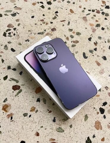 Apple iPhone: IPhone 14 Pro Max, Б/у, 256 ГБ, Deep Purple, Защитное стекло, Чехол, Коробка, 90 %