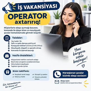 svarka isi: Çağrı mərkəzi operatoru tələb olunur, İstənilən yaş, Təcrübəsiz, Aylıq ödəniş — 2