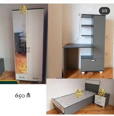 maşın uşaq çarpayıları: Oğlan və qız üçün, Yeni, Təknəfərlik çarpayı, 2 tumba, Dolab, Yazı masası
