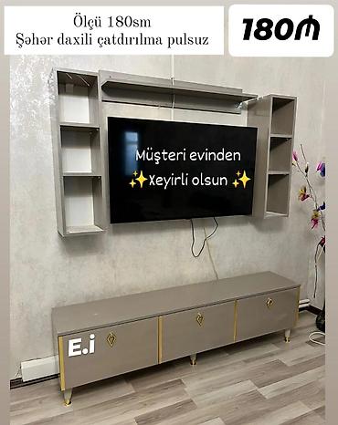 TV stendi və divar sistemi – 180 sm - Komplekt: aşağı TV tumbası (3