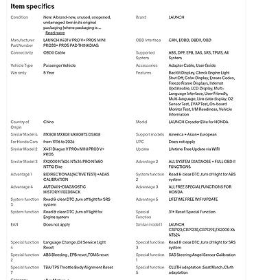 Auto dijagnostika: Novo - LAUNCH X431 Creader Elite V3.0 OBD2 za Honda / Acura NE BAVIM — 21