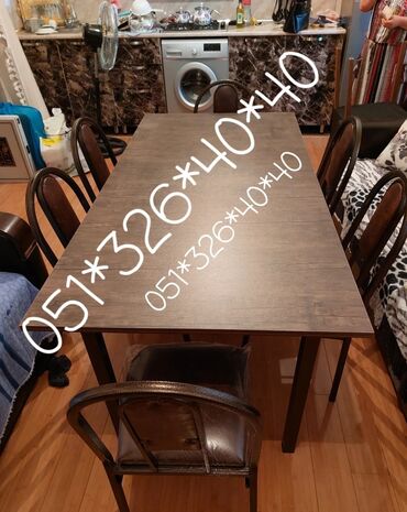 Masa və oturacaq dəstləri: Qonaq otağı üçün, Yeni, Açılan, Dördbucaq masa, 6 stul — 29