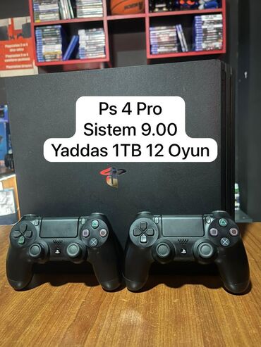 playstation sony 4: Ps 4 pro ideal Vezyetde Yaddas 1 TB sistem 9.00 Ustunde 2 orjınal