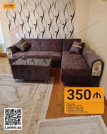 Künc divan – Lamini.az - Ölçülər: 260 × 160 sm - Mexanizm: açılan