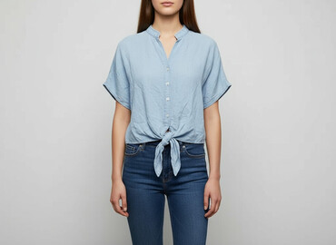 bluzki jeansowa: H&M, Bluzka damska, rozmiar 2XS