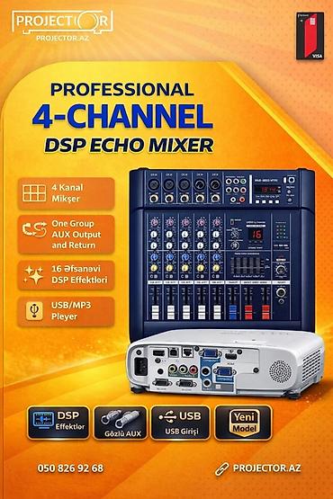 ses mixeri: Peşəkar 4-kanallı DSP Echo Mikser - 4 kanal mikşer: mikrofon və alət — 1