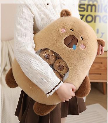 handmade подушки: Игрушка капибара-подушка. В комплекте 1 основная игрушка+6 маленьких — 3