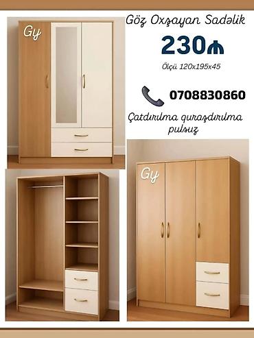 deri divan: Üç qapılı paltar dolabı – “Göz oxşayan sadəlik” - Ölçü: 120 x 195 x 45 — 1