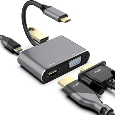 prod dom: Адаптер USB C to 4K HDMI VGA 4-в-1 USB 3.0 OTG Зарядное устройство