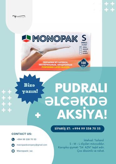 maskaların qiyməti: "pudrali latex" əlcəklərdə aksi̇ya! Makropak'dan 1 qutu (10 ədəd)