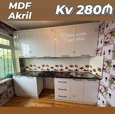 mdf mebel: MDF Akril mətbəx mebeli - Material: MDF akril parlaq fasadlar - Üst — 1