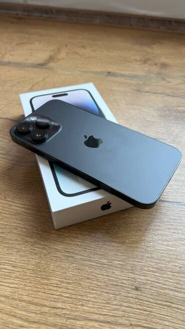теле: IPhone 14 Pro Max, Колдонулган, Кара, Заряддоочу түзүлүш, Коргоочу айнек, Кабель, 86 %