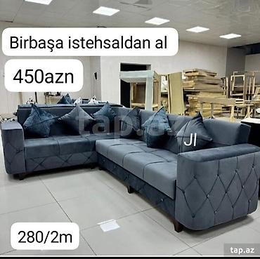 kohne divan: Künc divan, Yeni, Vеlur parça, Şəhərdaxili pulsuz çatdırılma — 1