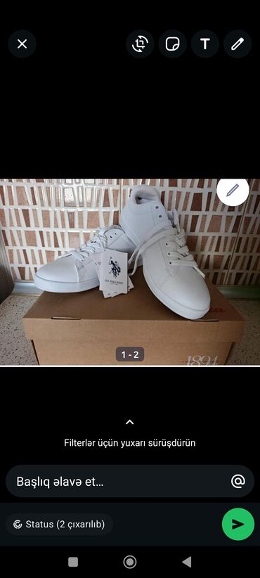 женские черные майки: U.S. Polo Assn. ağ rəngli idman ayaqqabısı - Model: klassik ağ