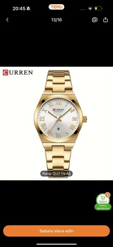 gün eynekleri: Наручные часы, Curren, цвет - Золотой