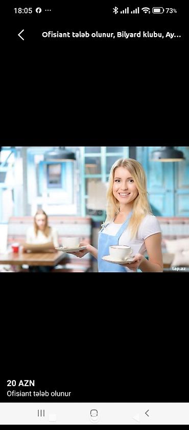 ofisiant iş qrupları: Ofisiant tələb olunur, Restoran, Gündəlik ödəniş — 1