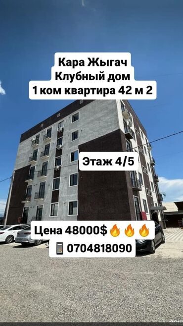 кара жыгач жм: 1 комната, 42 м², Индивидуалка, 4 этаж, Евроремонт