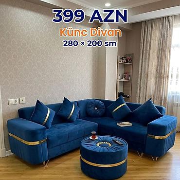 Divanlar: Künc Divan – 260 × 160 sm - Modellər: boz, açıq bej, qırmızı və digər — 18