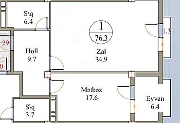 ev satisi: 1 otaqlı, Yeni tikili, m. 8 Noyabr, 77 kv. m — 6