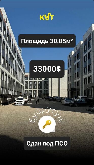 Продажа квартир: 1 комната, 30 м², 4 этаж, ПСО (под самоотделку)