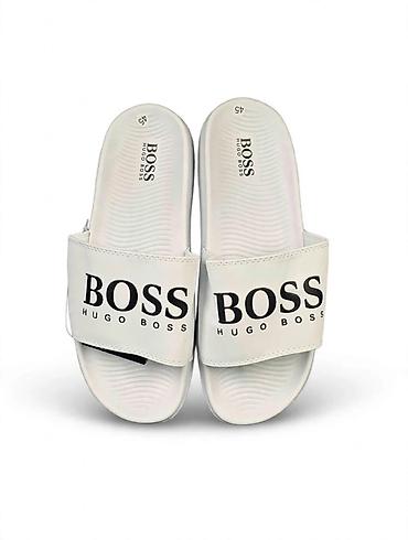 planika kucne papuce: HUGO BOSS muške papuče – model sa širokim kaišem - Boja: bela sa — 1