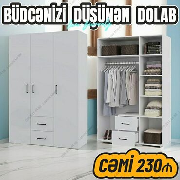 3 qapili dolablar: Qarderob, paltar dolabı, Yeni, 3 qapılı, Açılan, Düz dolab, Azərbaycan