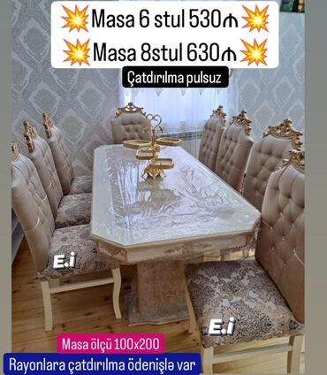 Masa və oturacaq dəstləri: Qonaq otağı üçün, Yeni, Açılmayan, Oval masa, 6 stul -da lalafo.az — 12 Masa və oturacaq dəstləri: Qonaq otağı üçün, Yeni, Açılmayan, Oval masa, 6 stul — 12
