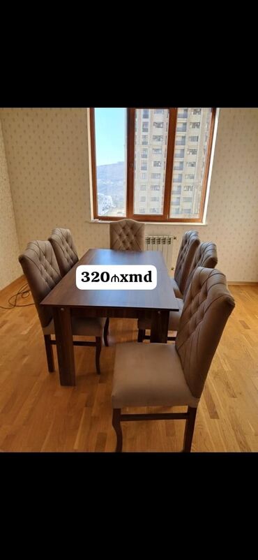 Masa və oturacaq dəstləri: Qonaq otağı üçün, Yeni, Açılmayan, Oval masa, 6 stul — 19