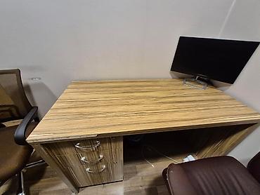 kompiter masası: Ofis iş masası – ağac teksturası ilə - Material: laminat/LDSP səth — 1
