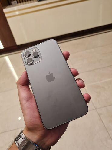 Apple iPhone: IPhone 12 Pro Max, 128 GB, Qara, Simsiz şarj, Face ID