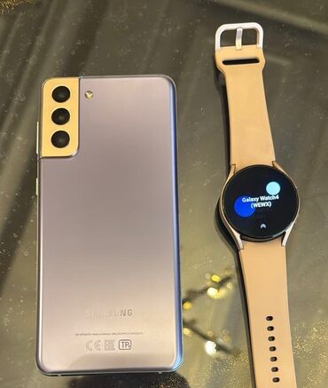 samsung watch 4: Samsung Galaxy S21 Plus 5G, 256 GB, rəng - Bənövşəyi, Sensor, Barmaq izi, Simsiz şarj