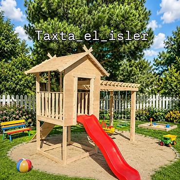 taxta oyuncaq: Taxta uşaq oyun kompleksi – həyət və bağ üçün - Material: keyfiyyətli — 2